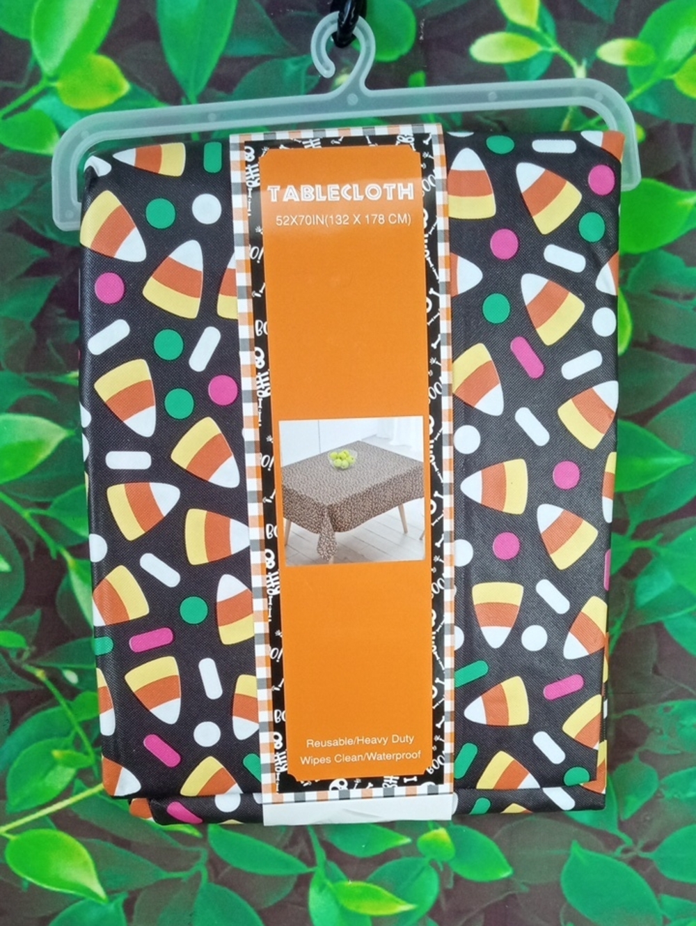 👻 Halloween Candy Corn Black Table Cover